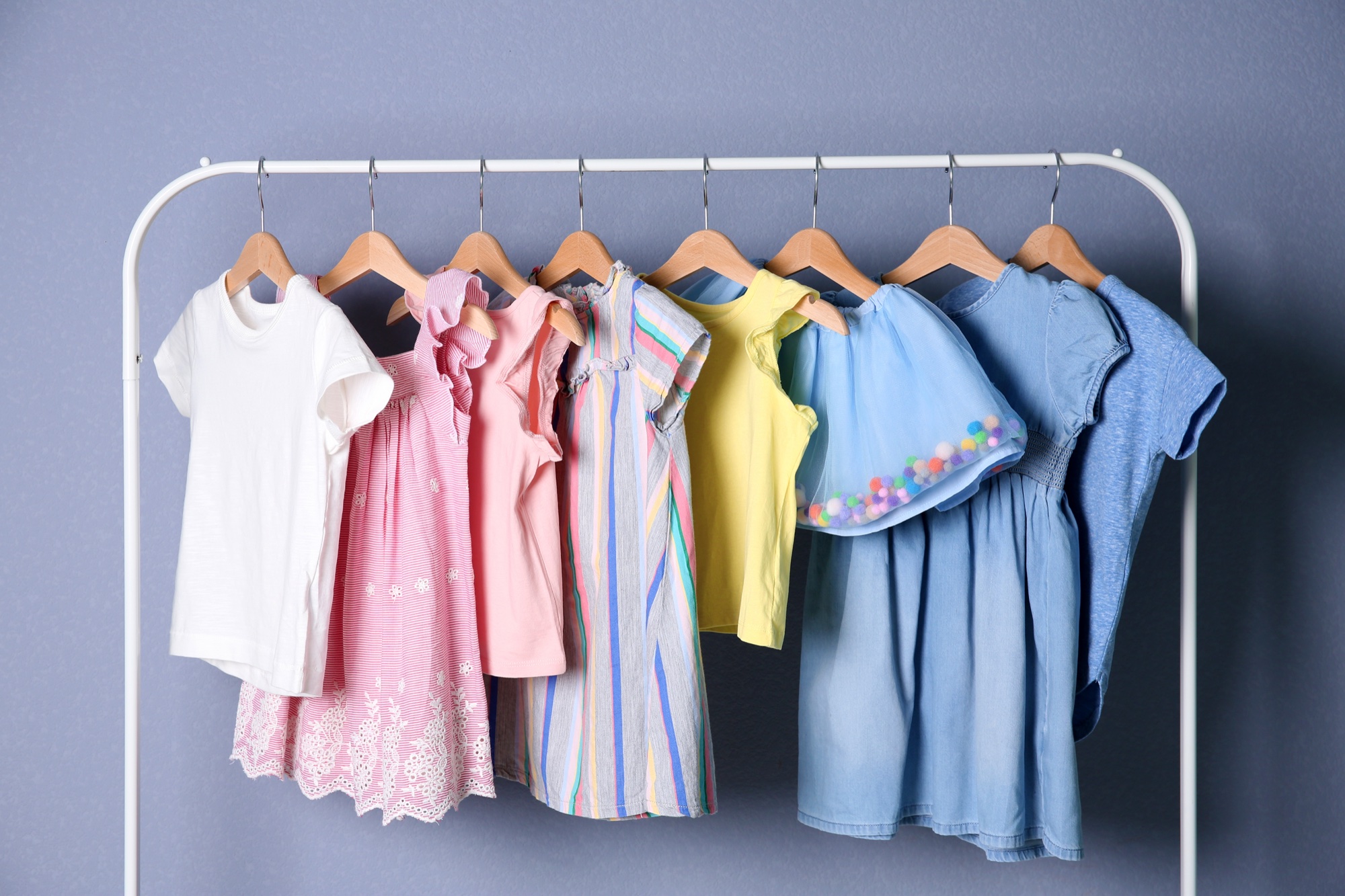 A rack of children's clothing at Kids Kloset